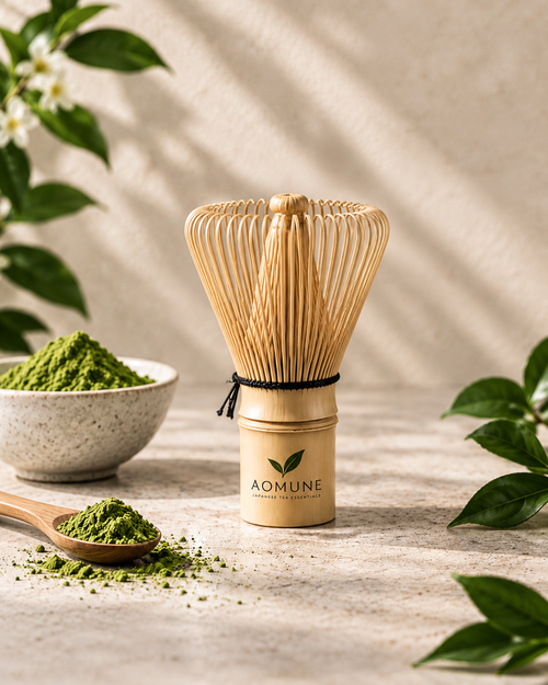 Chasen AOMUNE - fouet à matcha en bambou avec décor matcha premium