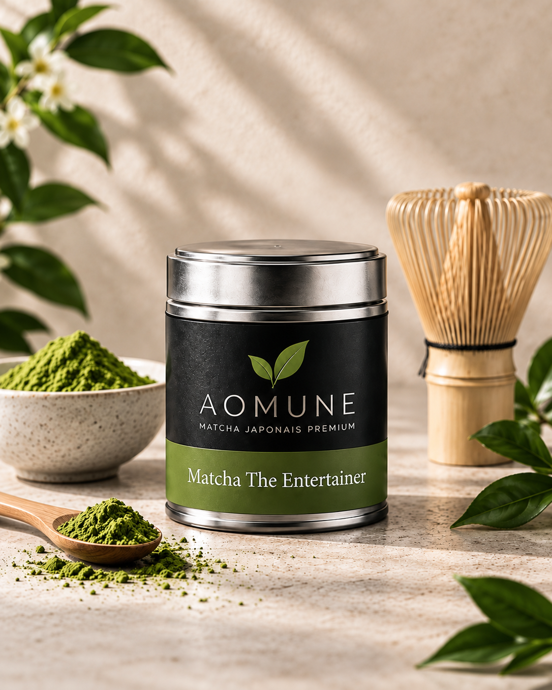 Matcha The Entertainer AOMUNE - visuel premium harmonisé