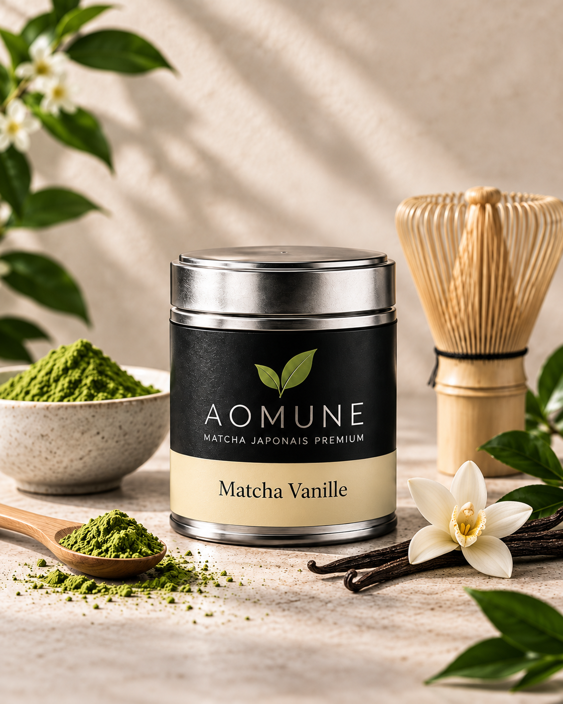 Matcha Vanille AOMUNE - visuel premium harmonisé